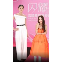 溫碧霞IRENENA服裝品牌休閑時尚蕩領(lǐng)無袖一字肩連體褲